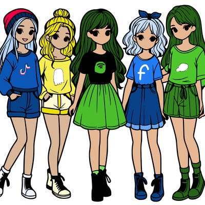 a group of five girls