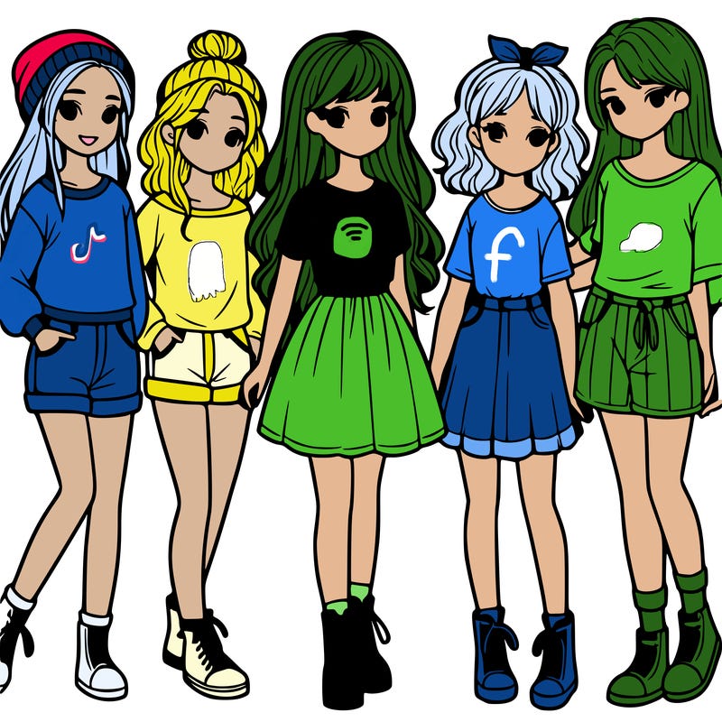 a group of five girls