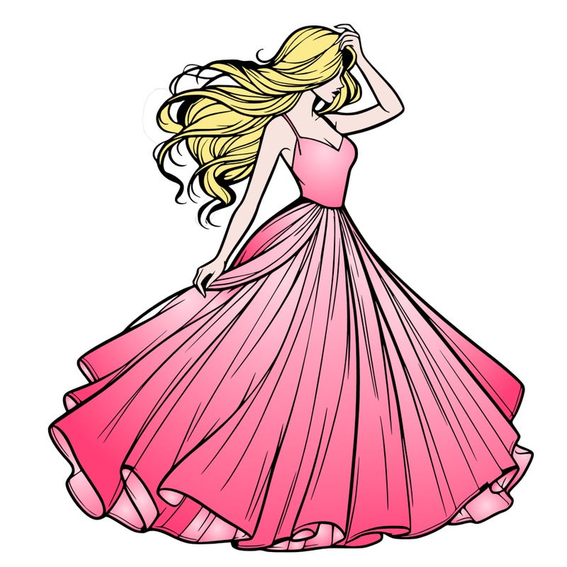 realistic woman with dress flowing in the wind