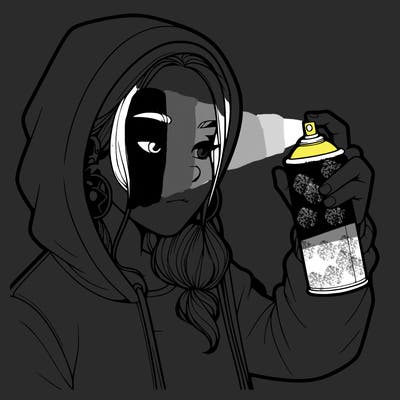 a realistic girl, spray painting