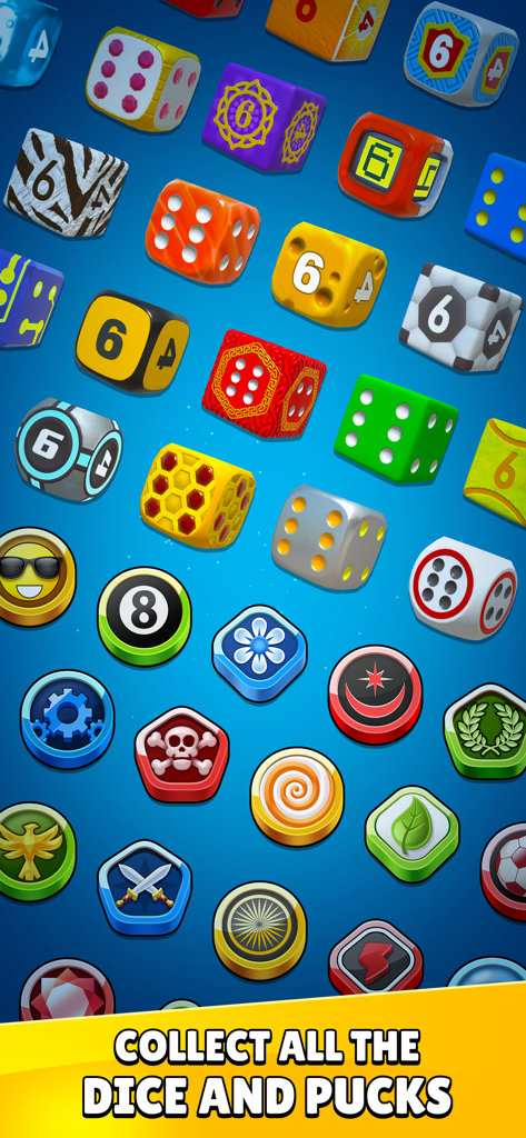 Ludo Party : Dice Board Game - 루도 파티 모바일 게임의 다양한 화려한 맞춤형 3D 주사위와 장식용 퍽