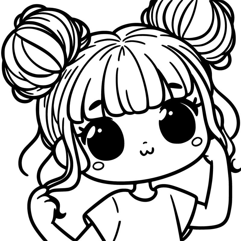 a girl with her hair in two buns