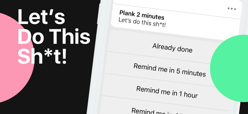 Habit — Daily Tracker - Oberfläche eines Habit-Trackers, die eine Trainingserinnerung mit motivierendem Text und Benachrichtigungsoptionen anzeigt