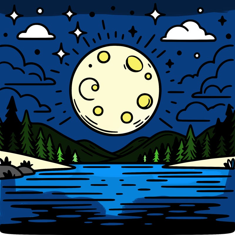 moonlight shining on a lake