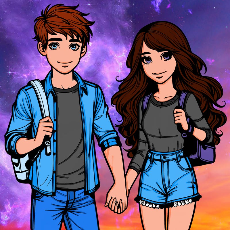 teenage boy and girl holding hands realistic