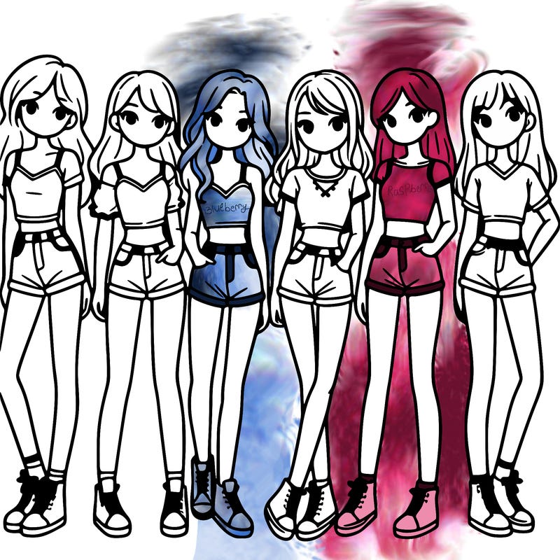 a group of girls wearing crop tops and shorts