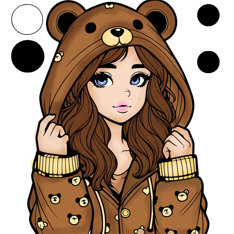 realistic girl in a animal pjs hoodie