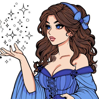 realistic women sorcerer using magic