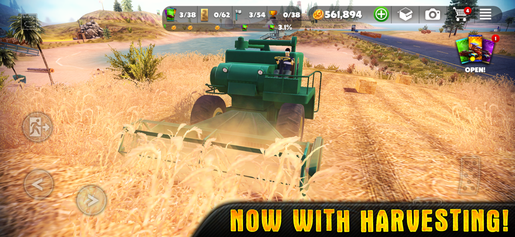 A combine harvester in a wheat field in the Off The Road game