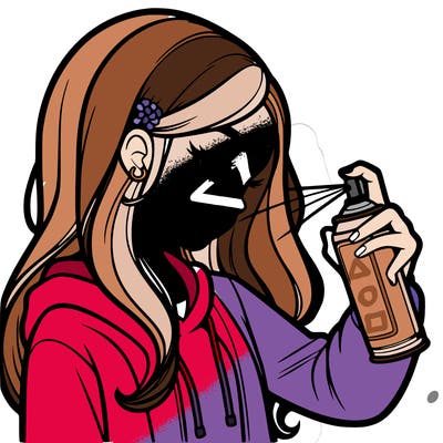 a realistic girl spray painting