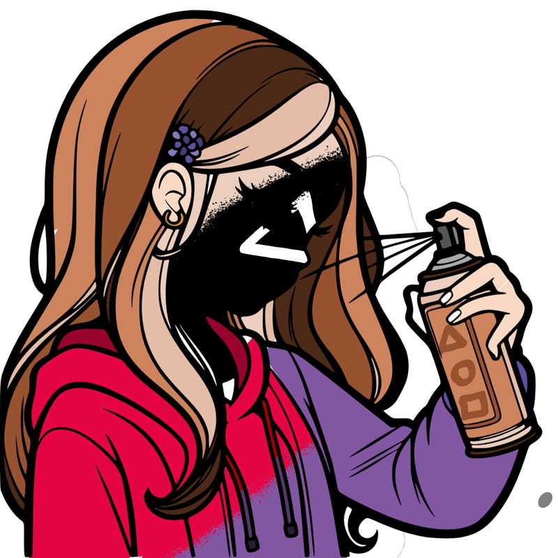 a realistic girl spray painting