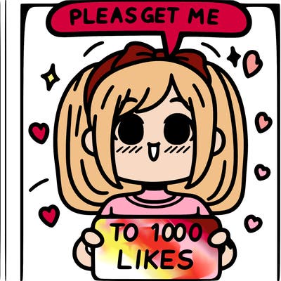 a girl saying please get me to 100 likes