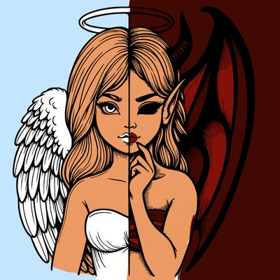 realistic angel half demon