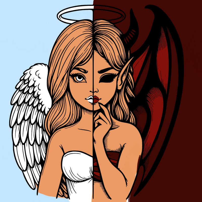 realistic angel half demon