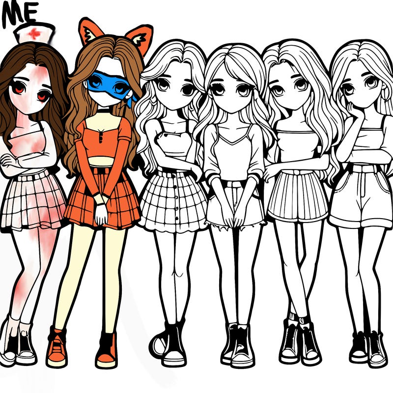 a group of girls realistic