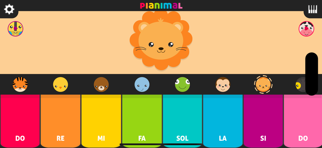 Pianimal Wild - Colorful animal piano keyboard for kids with musical notes and animal icons