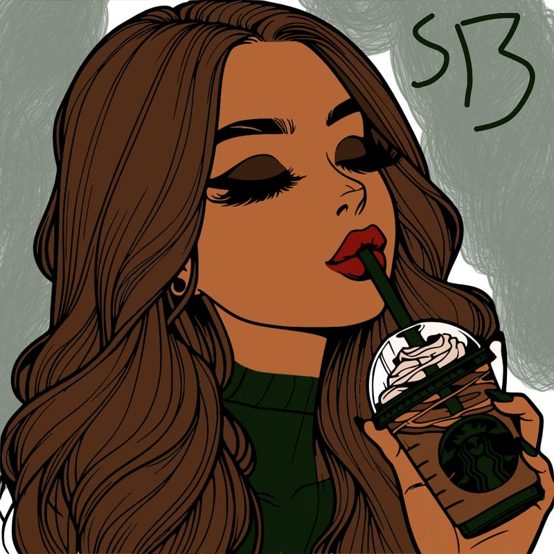 realistic girl drinking starbucks