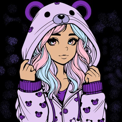 realistic girl in a animal pjs hoodie