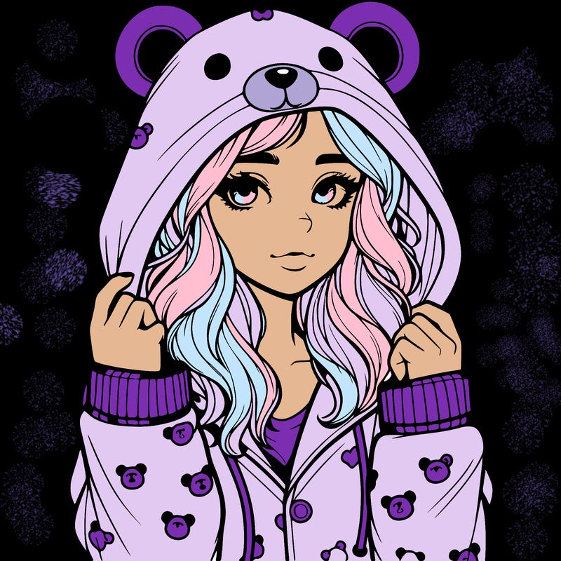 realistic girl in a animal pjs hoodie