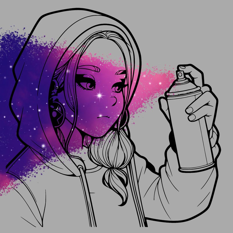 a realistic girl, spray painting