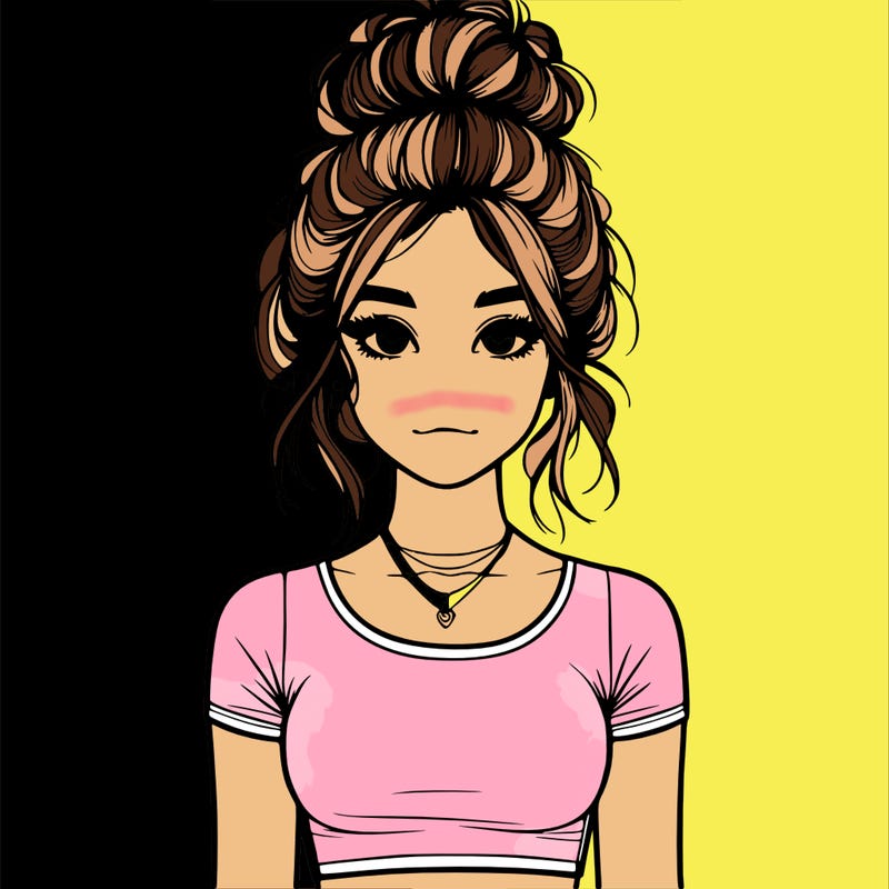 realistic girl with messy bun and croptop