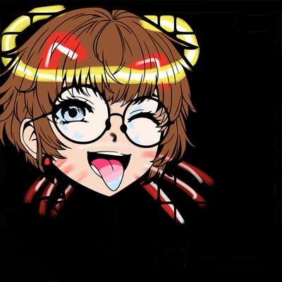 hot anime girl with glasses and tongue out