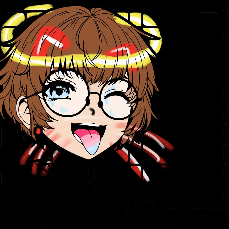 hot anime girl with glasses and tongue out