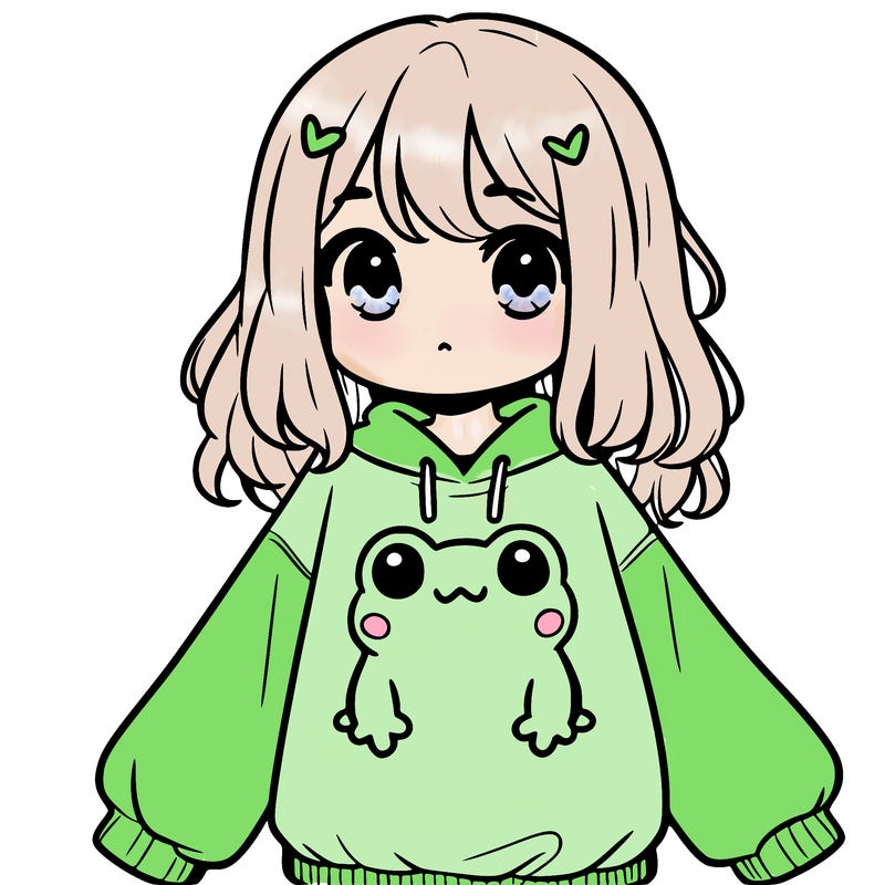 girl wearing frogging sweatshirt