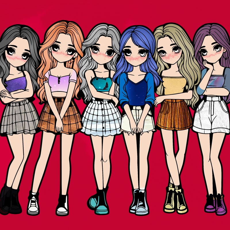 a group of girls realistic