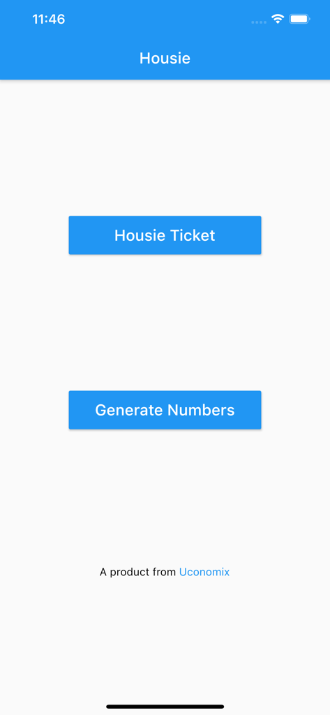 Housie Ticket Generator - Main interface of Housie Ticket Generator showing options to create tickets or call numbers