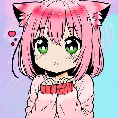 shy anime catgirl