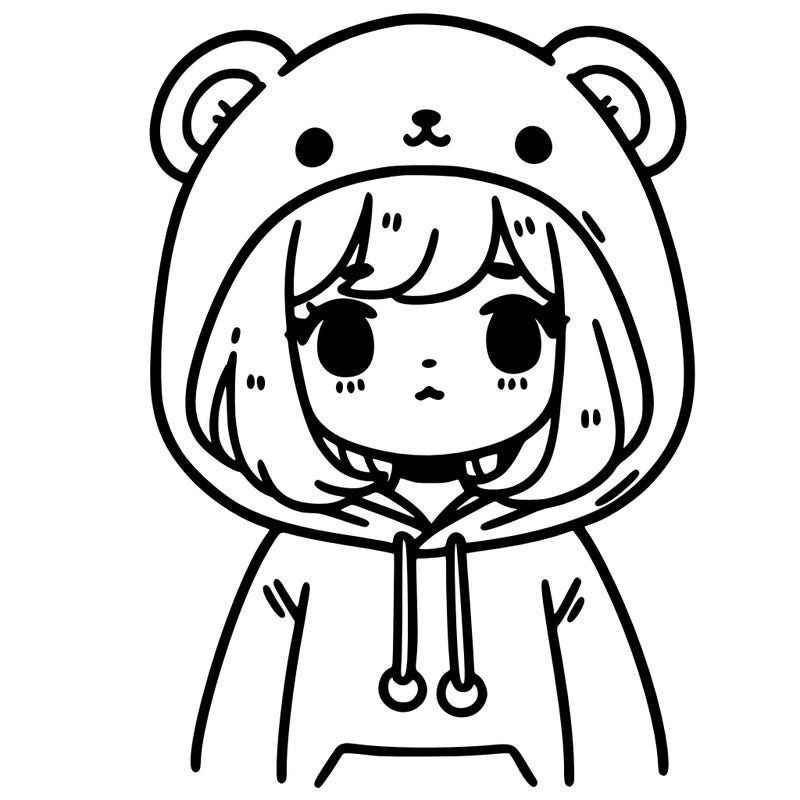 girl wearing bear hoodie