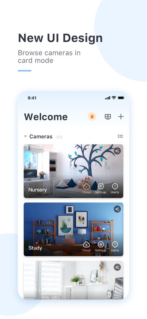 ZKlink - yi home & yi iot - ZKlink app user interface showing multiple home security camera feeds in card mode.