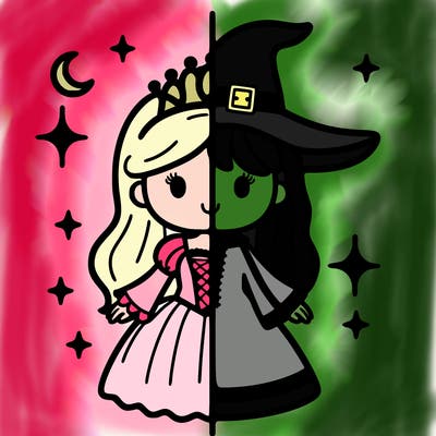 split princess and witch