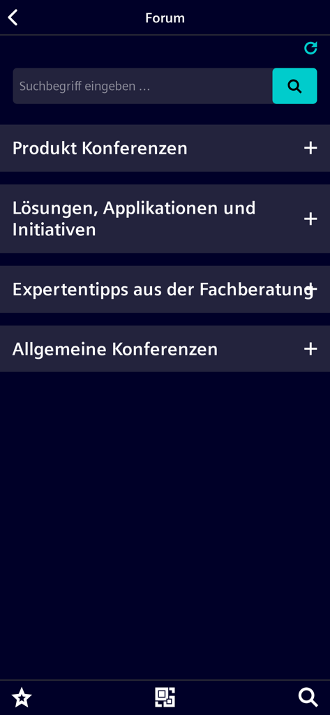 Industry Online Support - Technical forum interface of the Siemens Industry Online Support app showing discussion categories