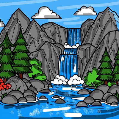waterfall in mountain