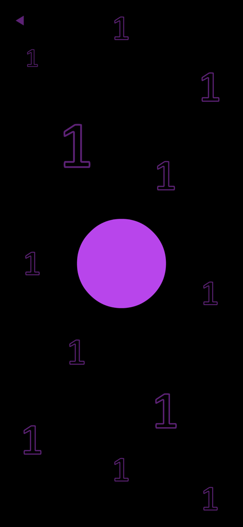 purple (game) - A minimalist puzzle level with a purple circle and outlined number one symbols on a black background.