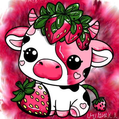 cute strawberry cow