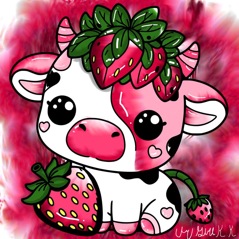 cute strawberry cow
