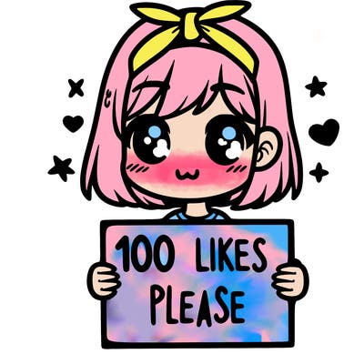 girl holding sign saying 100 likes please