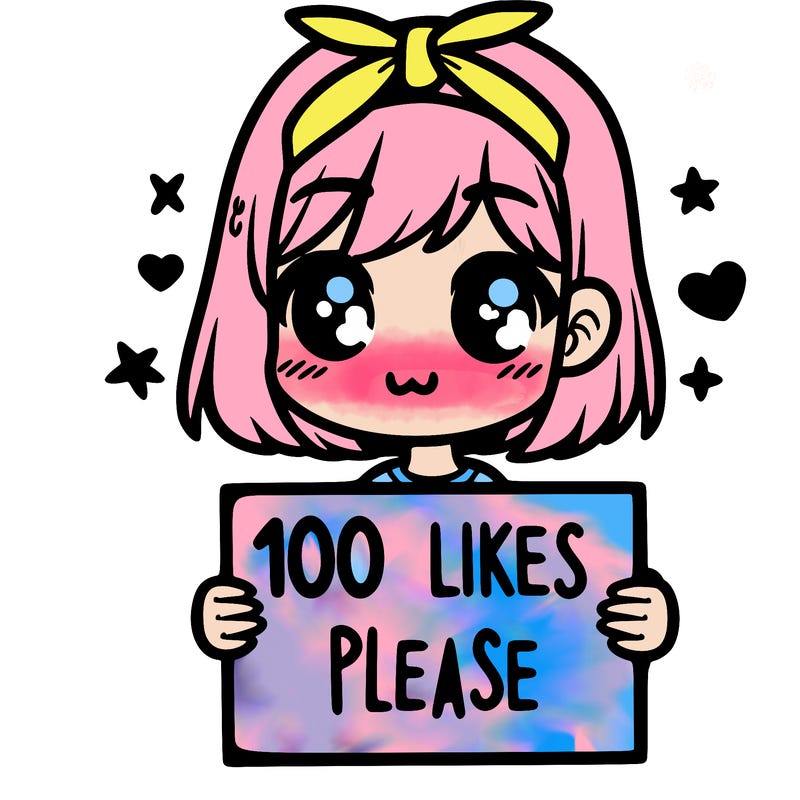 girl holding sign saying 100 likes please