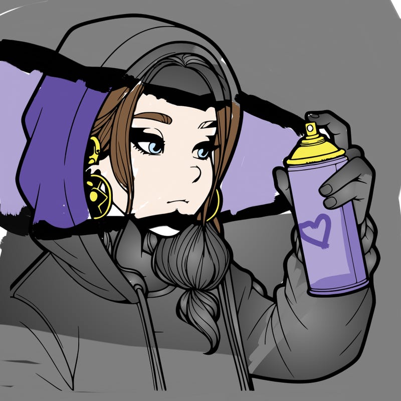 a realistic girl, spray painting