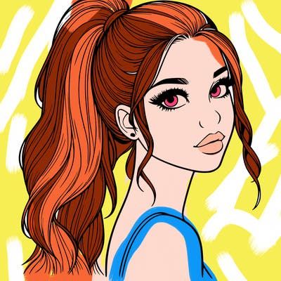 realistic pretty girl with high pony tail