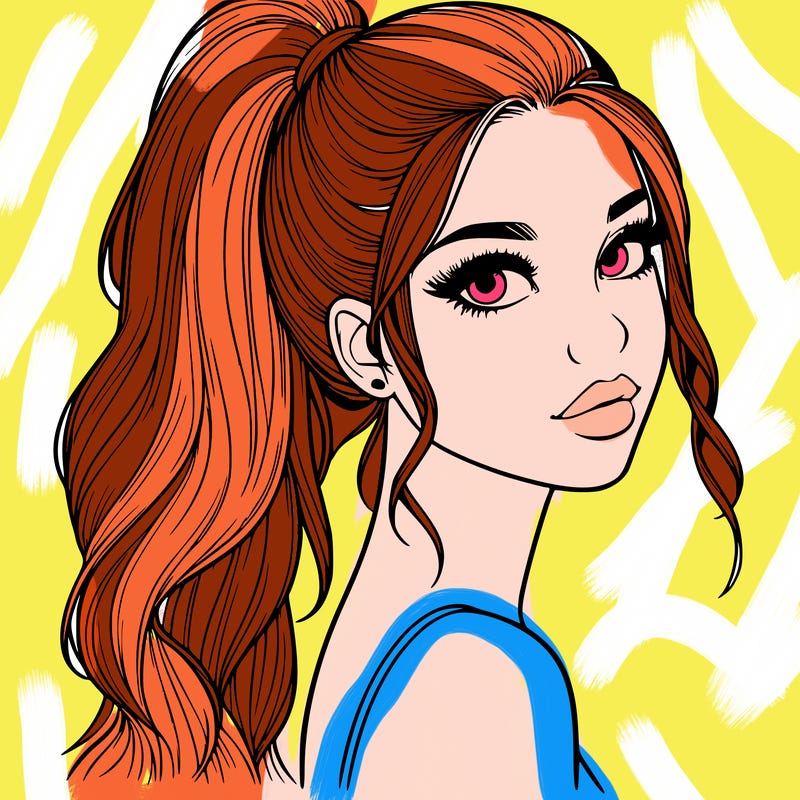realistic pretty girl with high pony tail