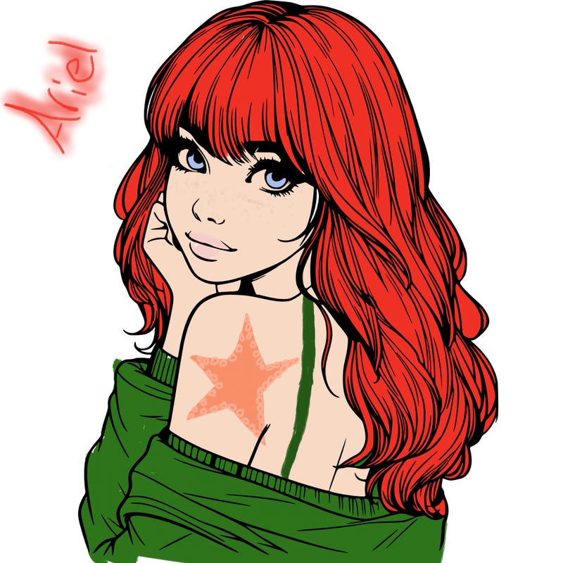 realistic girl with bangs looking over her shoulder