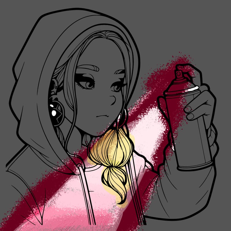 a realistic girl, spray painting