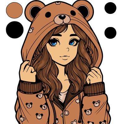 realistic girl in a animal pjs hoodie