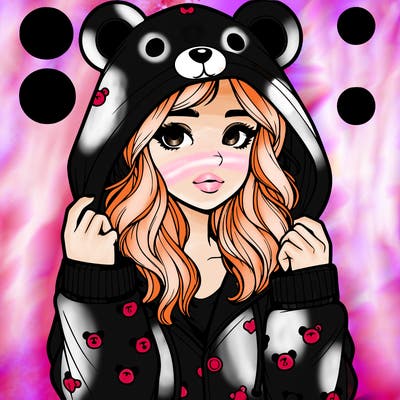 realistic girl in a animal pjs hoodie