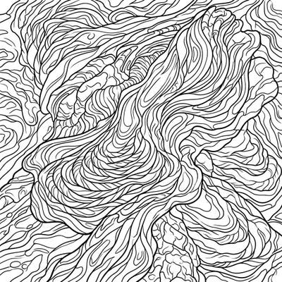 Immerse yourself in the captivating patterns of flowing basaltic lava with this intricate adult coloring page. Its detailed design provides a perfect challenge for mindful relaxation and artistic expression.
