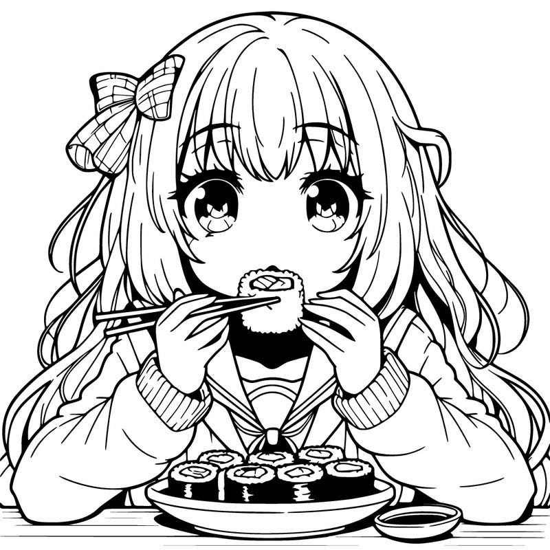 anime girl who eats sushi